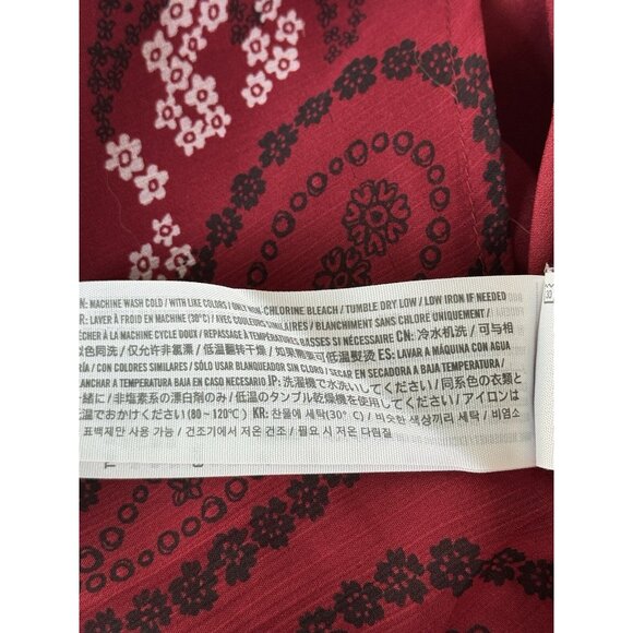 Abercrombie & Fitch Women Paisley Smocked Dress Size S Red Boho Chic Romantic - Picture 11 of 13